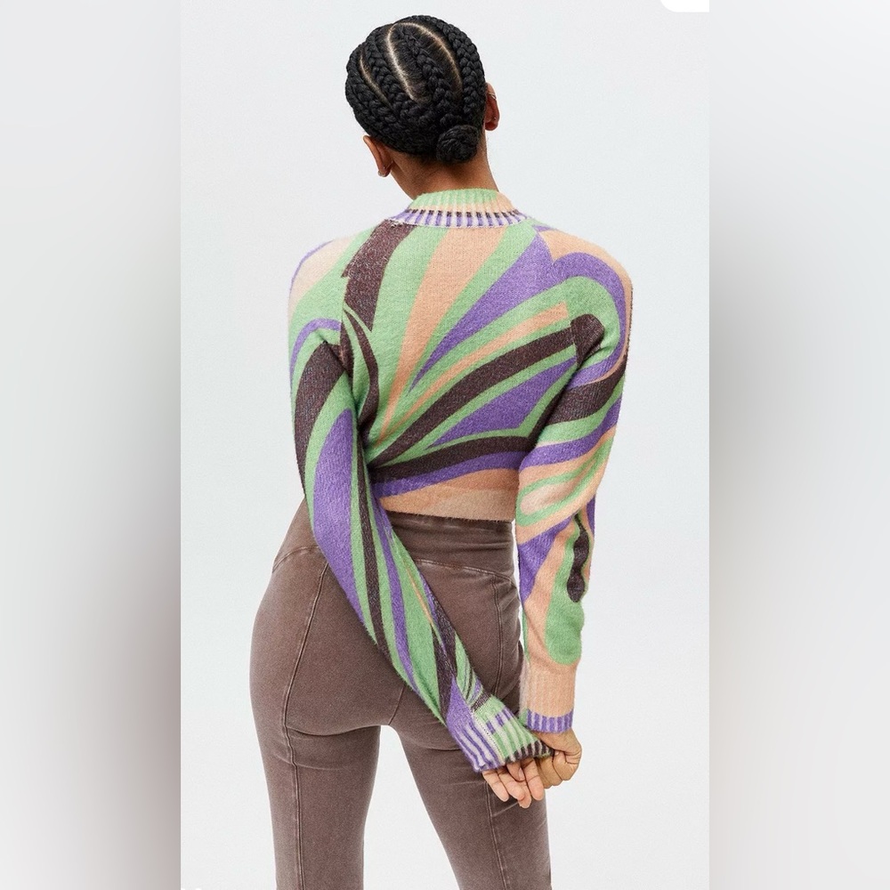 Urban Outfitters Cleo Mock Neck Patterned Jumper , size M Pit, like new - Picture 3 of 8